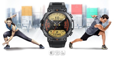 Smartwatch Gravity GT7-1 PRO - Czarny, silikonowy pasek