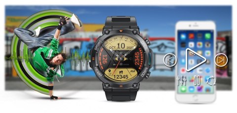 Smartwatch Gravity GT7-1 PRO - Czarny, silikonowy pasek