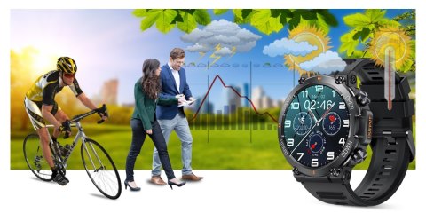 Smartwatch Gravity GT7-1 PRO - Czarny, silikonowy pasek