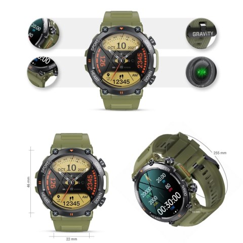 Smartwatch Gravity GT7-3 PRO - Zielono-czarny