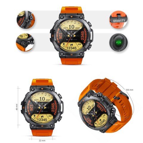 Smartwatch Gravity GT7-5 PRO Czarno-Pomarańczowy