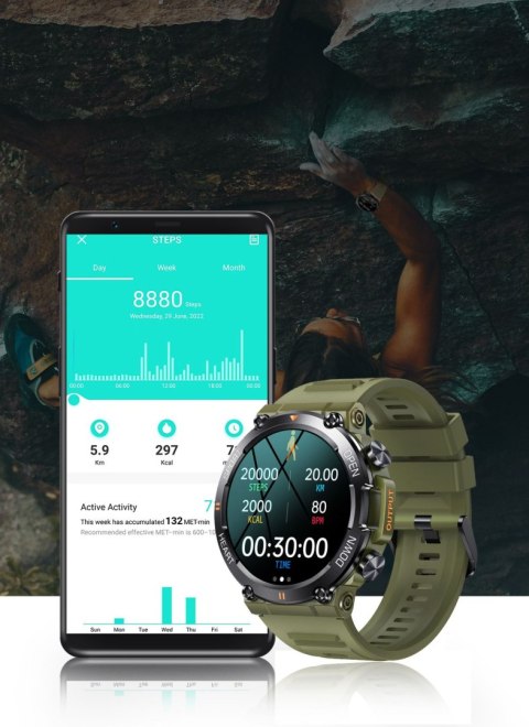 Smartwatch Gravity GT7-6 PRO Czarny z Białym Paskiem