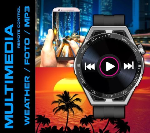 Smartwatch Rubicon RNCE88-1 z wymiennym paskiem silikonowym i skórzanym