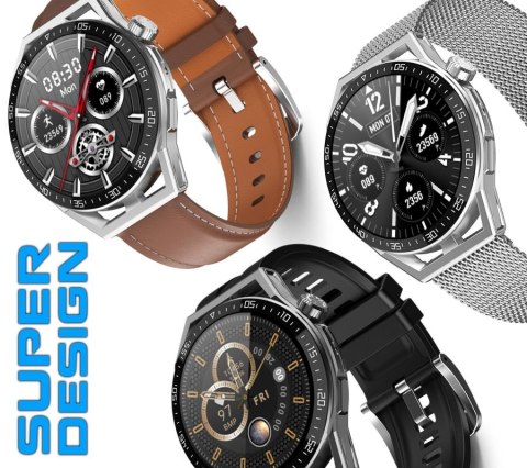 Smartwatch Rubicon RNCE88-1 z wymiennym paskiem silikonowym i skórzanym