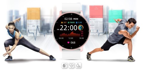 Smartwatch Damski Gravity GT1-7 Różowe Złoto/Biały