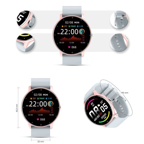 Smartwatch Damski Gravity GT1-8 Różowe Złoto/Szary