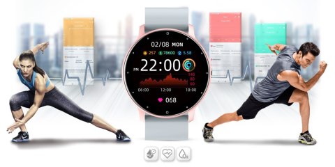 Smartwatch Damski Gravity GT1-8 Różowe Złoto/Szary