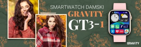 Smartwatch Damski Gravity GT3-1 Różowe Złoto - Różowy