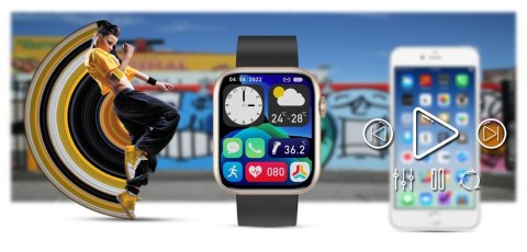 Smartwatch Damski Gravity GT3-2 Różowe Złoto - Czarny