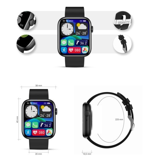 Smartwatch Damski Gravity GT3-3 Czarny - Czarny