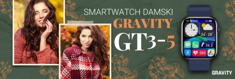 Smartwatch Damski Gravity GT3-5 Czarno-Niebieski