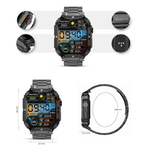 Smartwatch Gravity GT6-2 - Czarna Bransoleta