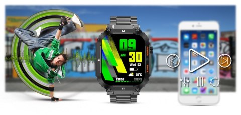 Smartwatch Gravity GT6-2 - Czarna Bransoleta