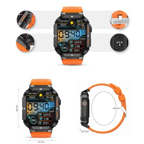 Smartwatch Gravity GT6-3 - Pomarańczowy pasek