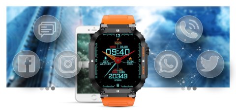 Smartwatch Gravity GT6-3 - Pomarańczowy pasek