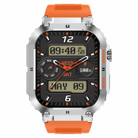 Smartwatch Gravity GT6-4 - Srebrny z pomarańczowym paskiem