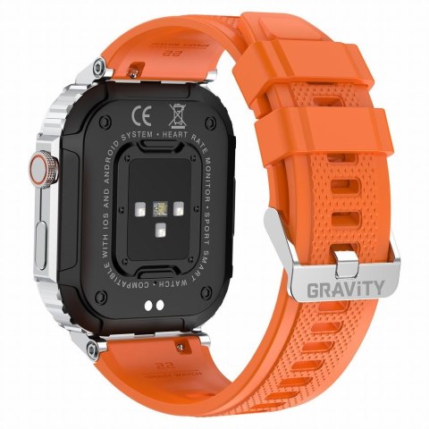 Smartwatch Gravity GT6-4 - Srebrny z pomarańczowym paskiem