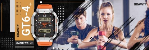 Smartwatch Gravity GT6-4 - Srebrny z pomarańczowym paskiem