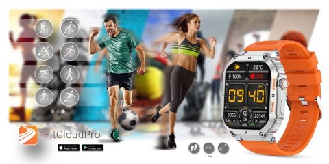 Smartwatch Gravity GT6-4 - Srebrny z pomarańczowym paskiem