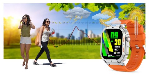 Smartwatch Gravity GT6-4 - Srebrny z pomarańczowym paskiem