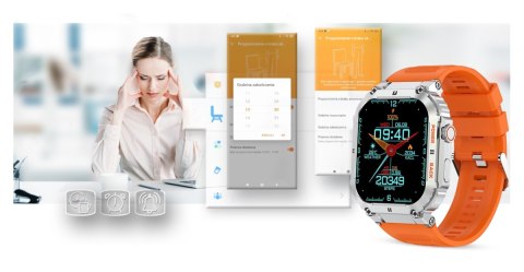 Smartwatch Gravity GT6-4 - Srebrny z pomarańczowym paskiem