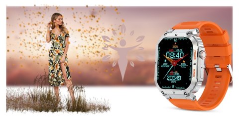 Smartwatch Gravity GT6-4 - Srebrny z pomarańczowym paskiem