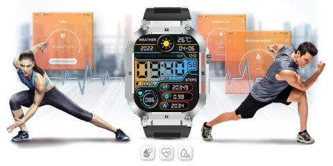 Smartwatch Gravity GT6-5 Srebrny z czarnym paskiem