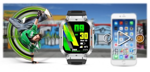 Smartwatch Gravity GT6-5 Srebrny z czarnym paskiem
