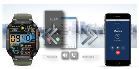 Smartwatch Gravity GT6-6 Czarny z zielonym paskiem