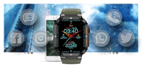 Smartwatch Gravity GT6-6 Czarny z zielonym paskiem