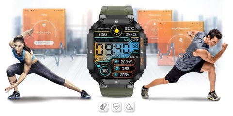 Smartwatch Gravity GT6-6 Czarny z zielonym paskiem
