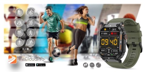 Smartwatch Gravity GT6-6 Czarny z zielonym paskiem