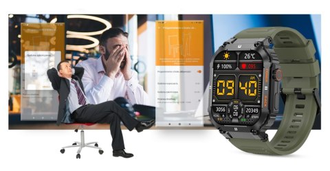 Smartwatch Gravity GT6-6 Czarny z zielonym paskiem