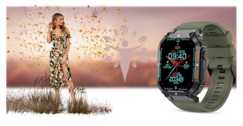 Smartwatch Gravity GT6-6 Czarny z zielonym paskiem