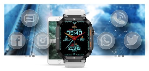 Smartwatch Gravity GT6-8 Czarny z białym paskiem