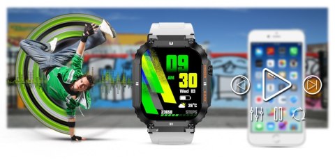 Smartwatch Gravity GT6-8 Czarny z białym paskiem