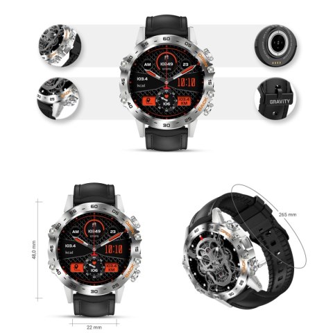 Smartwatch Gravity GT9-6 Srebrny z czarnym paskiem