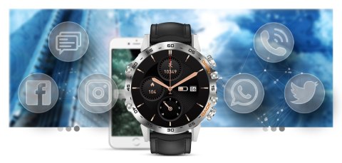 Smartwatch Gravity GT9-6 Srebrny z czarnym paskiem