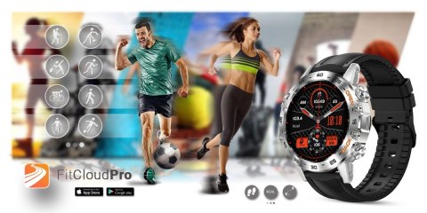 Smartwatch Gravity GT9-6 Srebrny z czarnym paskiem