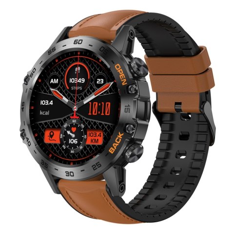 Smartwatch Gravity GT9-7 Czarny z brązowym paskiem
