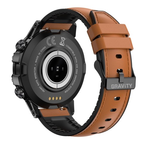 Smartwatch Gravity GT9-7 Czarny z brązowym paskiem