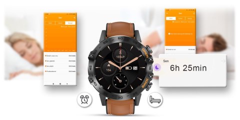 Smartwatch Gravity GT9-7 Czarny z brązowym paskiem
