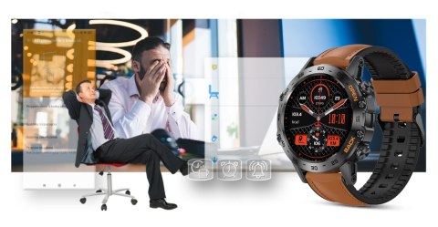 Smartwatch Gravity GT9-7 Czarny z brązowym paskiem