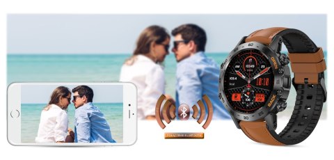 Smartwatch Gravity GT9-7 Czarny z brązowym paskiem
