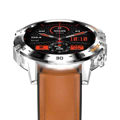 Smartwatch Gravity GT9-8 Srebrny z brązowym paskiem
