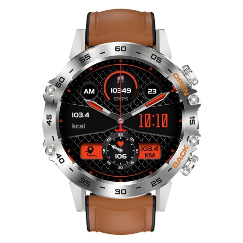 Smartwatch Gravity GT9-8 Srebrny z brązowym paskiem