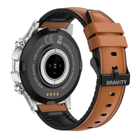 Smartwatch Gravity GT9-8 Srebrny z brązowym paskiem