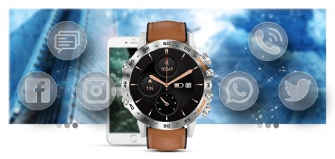 Smartwatch Gravity GT9-8 Srebrny z brązowym paskiem