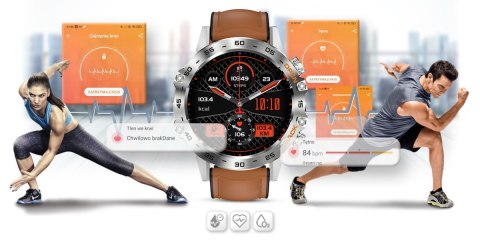 Smartwatch Gravity GT9-8 Srebrny z brązowym paskiem