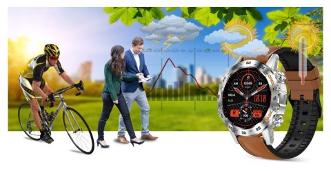 Smartwatch Gravity GT9-8 Srebrny z brązowym paskiem